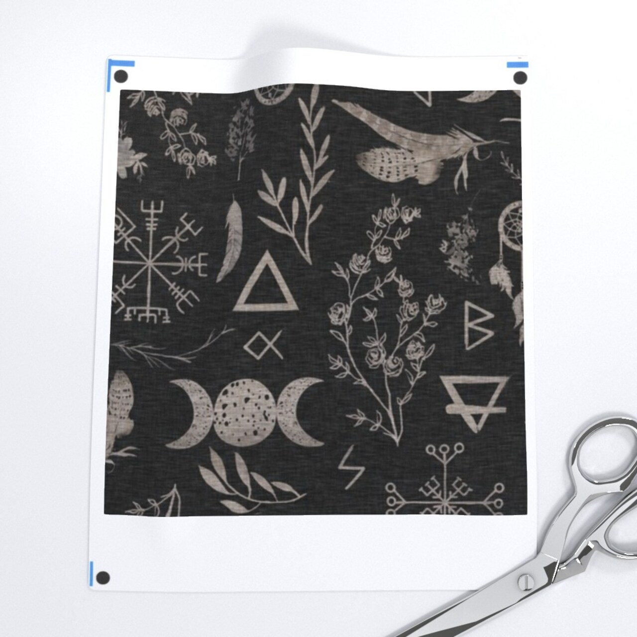 Feminine Magic Moon Pagan Black Witch Custom Printed Fabric by Spoonflower Various Fabrics by the Yard or Fat Quarter
